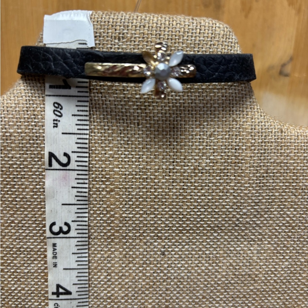 Black Choker with Gold Flower Accent